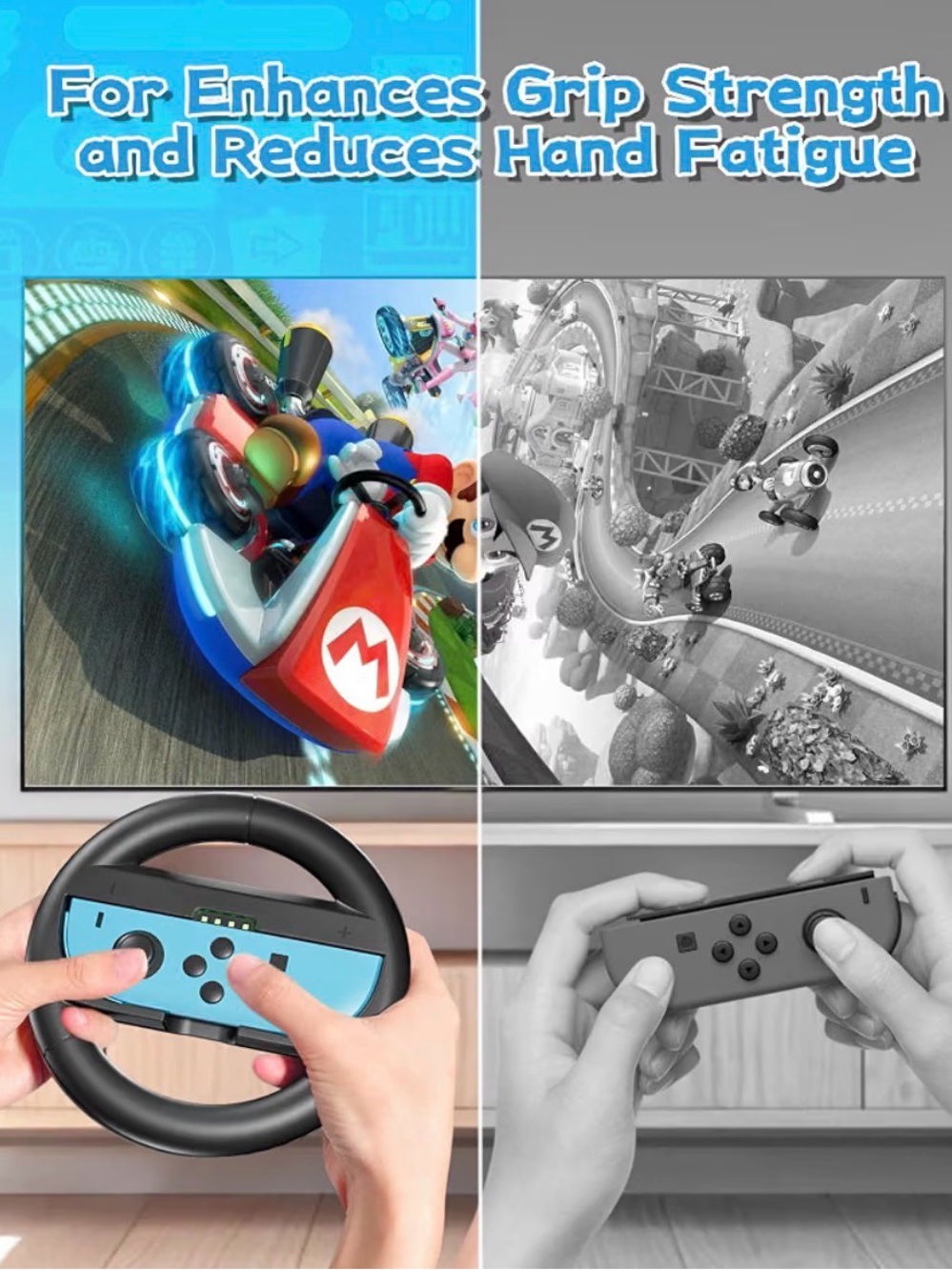 E2 Steering Wheels for Nintendo Switch 2 Console JoyCons, Racing Wheels for Mari - Picture 5 of 6